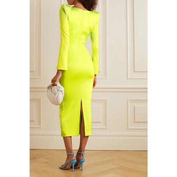 Alex Perry Manor Strong Shoulder Midi dress Acid UK6/US2 - Picture 3 of 9